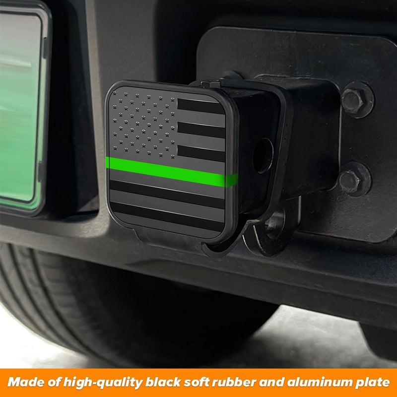 Osilly 2 Inch Trailer Hitch Cover, American Flag Tube Plug Insert Cap Fit for 2" Receivers, Car Exterior Accessories, US Patriotic Tow Hitch Cover for Most Vehicles, SUV, RV, Pickup, ATV (Black/Green) - Image 4